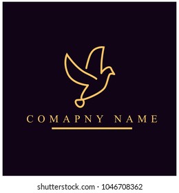 Minimal golden bird logo template