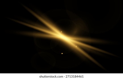 Minimal golden starlight with a few sharp rays, soft glow effects, and small sparkling star dust on a black background.