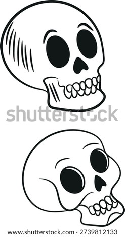 Minimal Gothic Skull Line Art Vector Collection