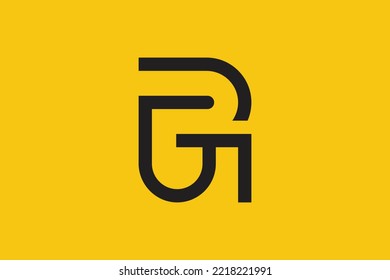 Minimales GR-Logo. Symbol eines RG-Buchstabens auf luxuriösem Hintergrund. Logo-Idee basierend auf den GR-Monogramm-Initialen. Symbol für professionelle Sortenbriefe und RG-Logo auf Hintergrund.