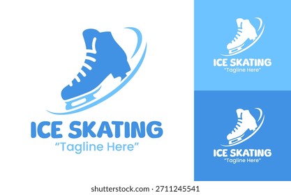 A minimal graceful ice skating logo reflecting elegance and precision, suited for winter clubs, classes, and performance groups.