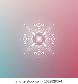 Minimal gradient background; Sacred geometry design; Decorative shiny flower; Energy and vibration of calm; Mindfulness and zen; Vector illustration.