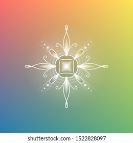 Minimal gradient background; Sacred geometry design; Decorative shiny flower; Energy and vibration of calm; Mindfulness and zen; Vector illustration.