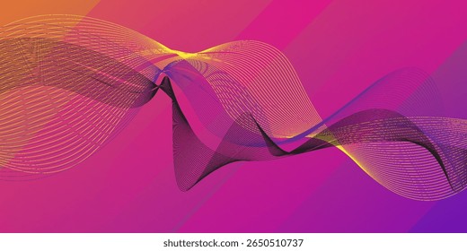 Minimal gradient background with smooth diagonal lines in vibrant orange, pink, black and purple tones. line art