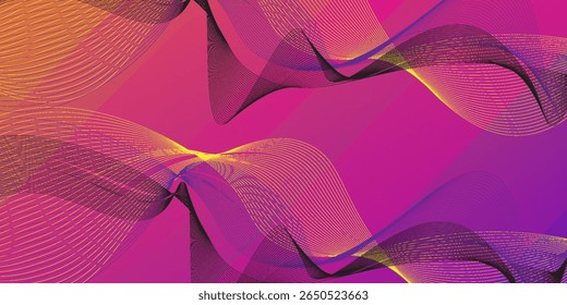 Minimal gradient background with smooth diagonal lines in vibrant orange, pink, black and purple tones. line art
