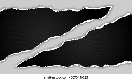 Minimal Gradient Black Paper Torn Design With Wavy Lines Pattern In White Background