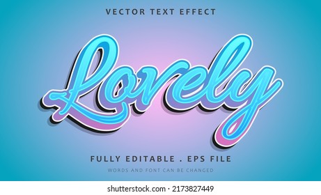 Minimal Gradient Blue Word Lovely Editable Text Effect Design. Effect Saved In Graphic Style