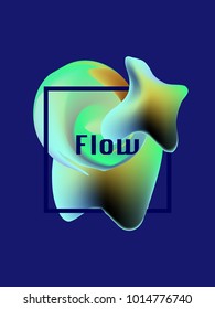 Minimal Gradient Flow Cover. Duo Tone Cover Design. Geometry Halftone Banner. Minimalist Hipster. Trendy Geometric Journal. Bright Modern Vector Poster. Abstract Fluid Shape Template. Cool Design.