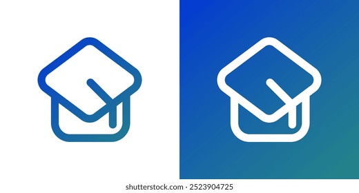 Minimal gradient graduation cap icon. Back to school. Vector illustration, flat design