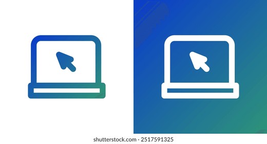 Minimal gradient laptop with pointer icon. Back to school. Vector illustration, flat design