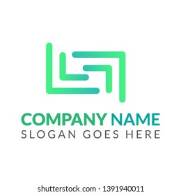 Minimal gradient line logo design template 