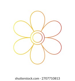 Minimaler Farbverlauf Umrissblume mit sechs Blütenblättern auf weißem Hintergrund