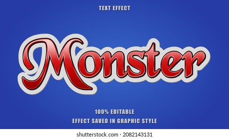 Minimal Gradient Red Stricker Editable Text Effect Word Monster Design Template. Effect Saved In Graphic Style