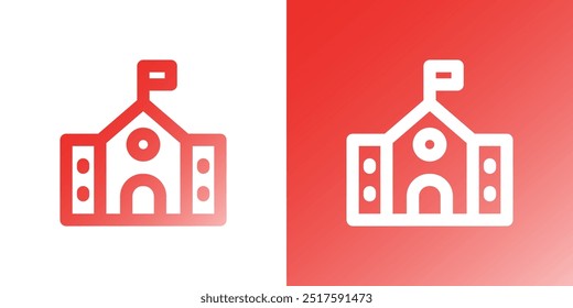 Icono de edificio escolar de gradiente mínimo. Regreso a la escuela. Ilustración vectorial, diseño plano
