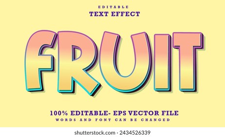 Minimal Gradient Word Fruit Editable Text Effect Design, Effect Saved In Graphic Style