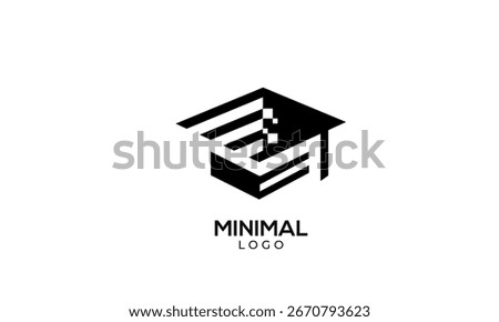 Minimal graduation hat logo , eduction hat logo , learning design concept , technology learning