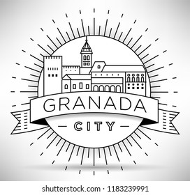 Minimal Granada City Linear Skyline with Typographic Design