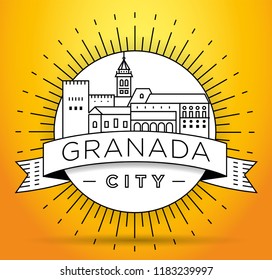 Minimal Granada City Linear Skyline with Typographic Design