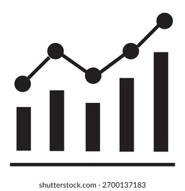 Ícone de vetor de gráfico mínimo que representa crescimento, estatísticas, análise de dados, relatório financeiro, desempenho do mercado e controle de progresso. Perfeito para painéis, apresentações