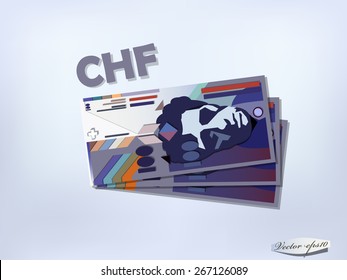 minimal graphic design vector of swiss franc money paper