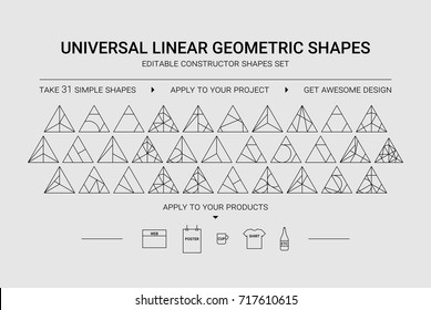 Minimal graphic designer linear shapes set