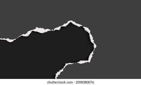 Minimal Gray Paper Torn Design In Black Background