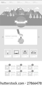 Minimal Grayscale vector website Template Design.