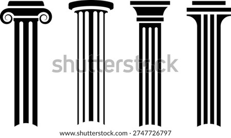 Minimal Greek Column silhouette, Classical Stone Pillar Isolated on Transparent Background ストックフォト © 