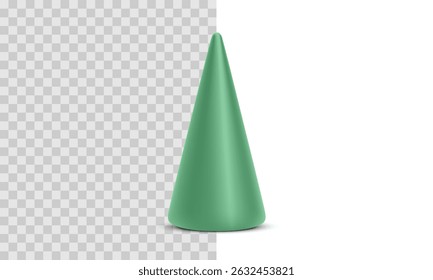 Minimal Green Cone Representing Modern Christmas Tree Shape, Simple Geometric Holiday Decoration for Seasonal Projects and Branding. Vector Illustration.