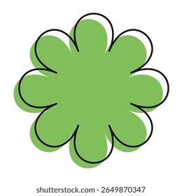 Minimal green daisy with thick black outline and scribbled charm. The stylized design blends abstract art with floral simplicity.