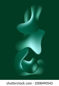 Minimal Green Gradient Flow Cover. Duo Tone Cover Design. Geometry Halftone Banner. Minimalist Hipster. Trendy Geometric Journal. Bright Modern Vector Poster. Abstract Fluid Shape Template. Organic.