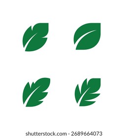 Conjunto de íconos de hojas verdes minimalistas que simbolizan la naturaleza ecológica, la sostenibilidad, la frescura y los Elementos de diseño orgánicos.