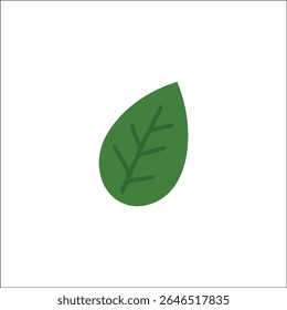 Minimal green leaf vector icon with veins, ideal for nature symbols, eco-friendly branding, organic labels, sustainability concepts, herbal designs, or clean botanical illustrations.

