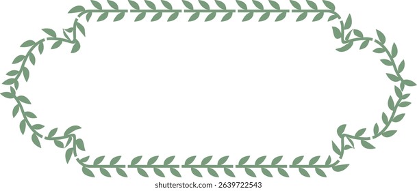 Minimal green leafy frame with elegant botanical design, perfect for eco-themed invitations, natural product labels, organic branding, rustic wedding cards, or herbal packaging artwork.
