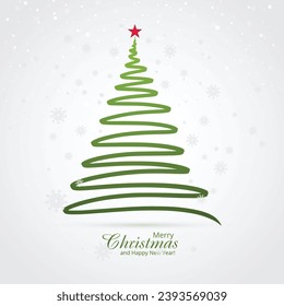 Fondo mínimo de la tarjeta de árbol de navidad de línea verde