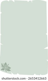  A minimal green notepad page with a decorative flower in the corner, no text or lines, ideal for writing or sketching.