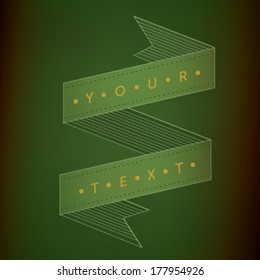 Minimal green ribbon with your text. Eps 10 vector illustration.