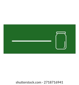 Minimal green sign template featuring a jar icon, suitable for storage labels, kitchen signage, or product identification with a clean and simple design.