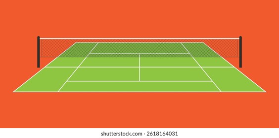 Minimal green tennis court flat style