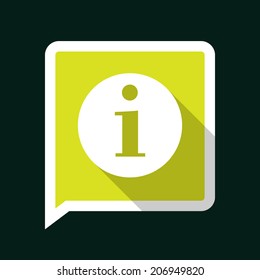 Minimal Green Vector Info Icon with Long Shadow on a Dark Background.