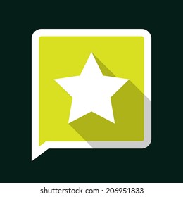 Minimal Green Vector Star Icon with Long Shadow on a Dark Background.