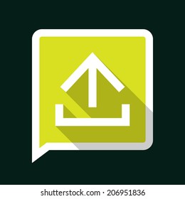 Minimal Green Vector Upload Icon with Long Shadow on a Dark Background.
