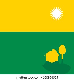Minimal green and yellow landscape
