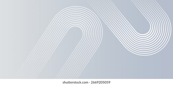 Minimal grey background with curved white line patterns forming abstract wave shapes. Modern and clean design for banners, posters, or digital templates.