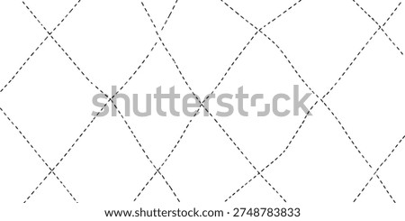 Minimal grey dashed diamond grid pattern with stitched line texture. Abstract geometric lattice background with soft repeating design. Clean modern backdrop for textile, wallpaper, and surface pattern projects. 