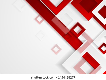 Minimal grey and red squares. Abstract technology corporate design. Futuristic geometric background. Vector illustration