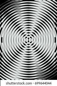 Minimal grey scale A4 cover design. Halftone vector concentric circles, spiral lines, modern business background. Vertical simple cover for presentation, network, computer technology clean background.