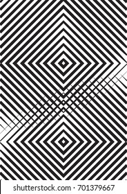Minimal grey scale A4 cover design. Halftone vector concentric squares, spiral lines, modern business background. Vertical simple cover for presentation, network, computer technology clean background.