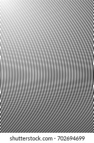 Minimal grey scale A4 cover design. Halftone vector bent uneven lines or stripes, modern business background. Vertical simple cover for presentation, network, computer technology clean background.