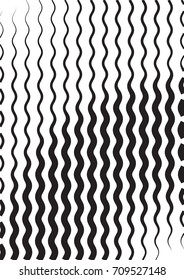 Minimal grey scale A4 cover design. Halftone vector vertical wavy lines of different thickness zigzag, modern business background. Vertical simple cover for presentation, tech clean background.